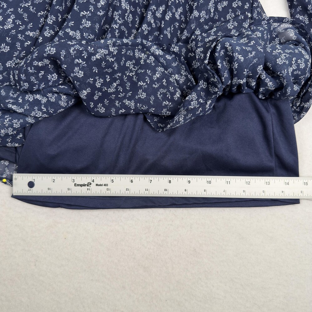 ARDEN B Mini Dress Built In Shorts Blue Floral Smocked Tiered Layered EUC Sz XL - Picture 11 of 16